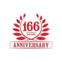 166 years logo design template. One hundred sixty sixth anniversary vector and illustration.