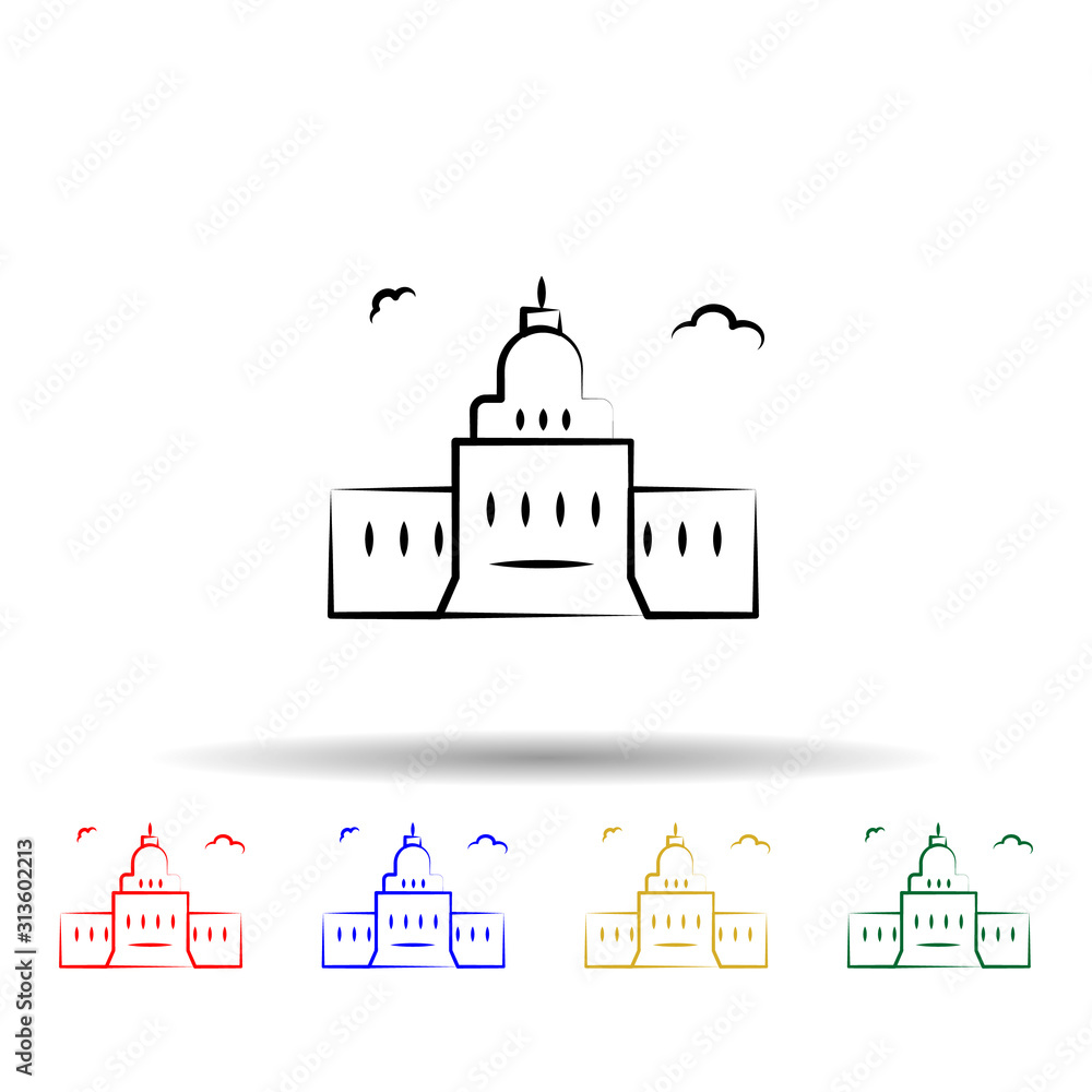 Poster united states multi color style icon. simple thin line, outline vector of travel icons for ui and ux