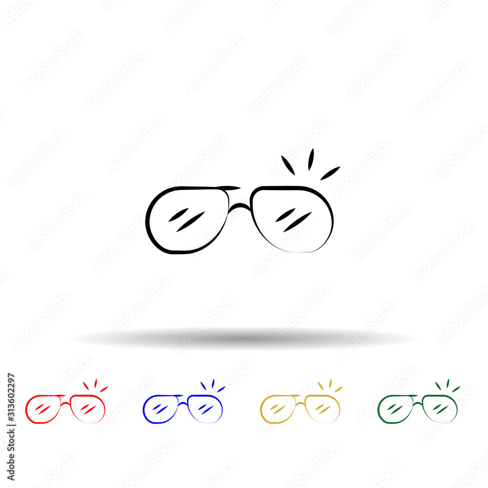 Poster glasses multi color style icon. simple thin line, outline vector of travel icons for ui and ux, webs