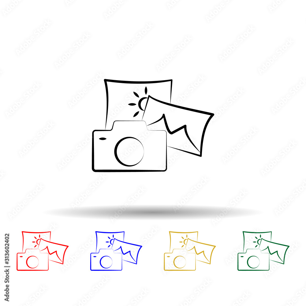 Poster photos multi color style icon. simple thin line, outline vector of travel icons for ui and ux, websi