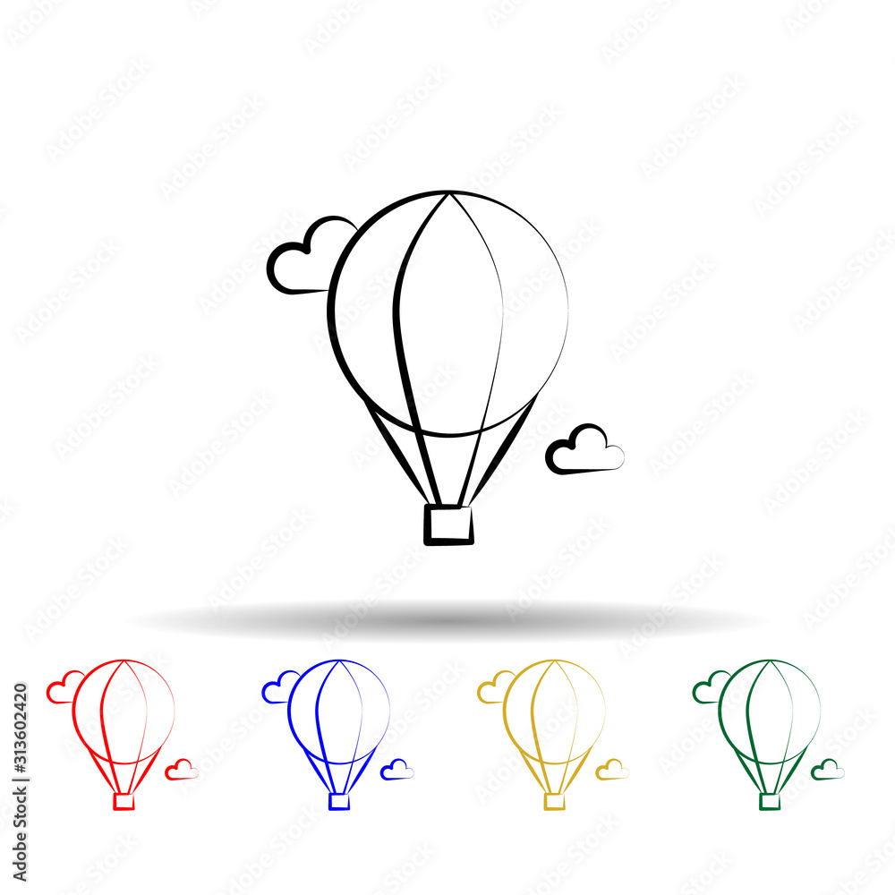 Poster balloon flight multi color style icon. simple thin line, outline vector of travel icons for ui and u