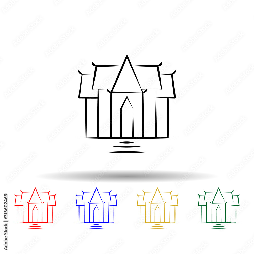 Poster benchamabophit thailand multi color style icon. simple thin line, outline vector of travel icons for