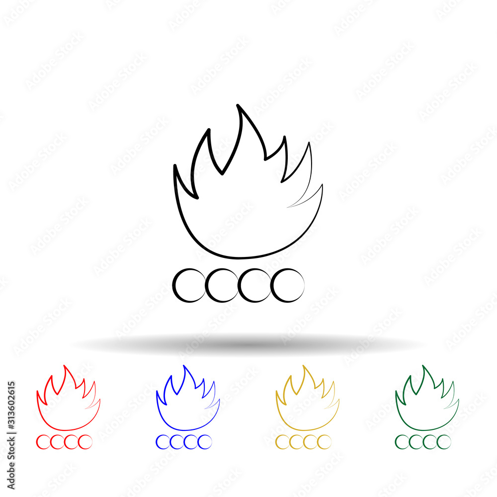 Poster bonfire multi color style icon. simple thin line, outline vector of travel icons for ui and ux, webs