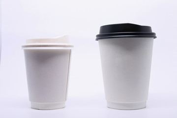 take away cup for hot coffee drink on white background