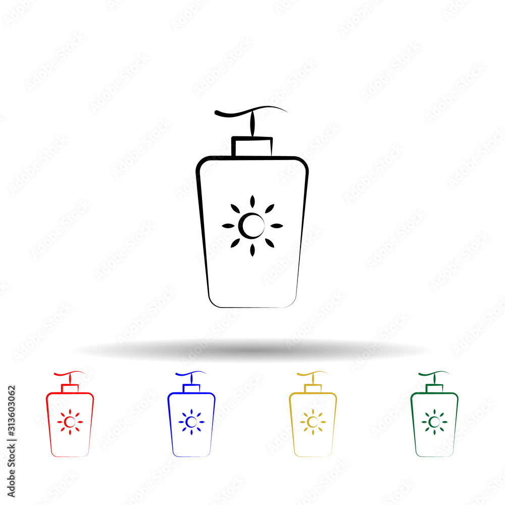 Poster suntan cream multi color style icon. simple thin line, outline vector of travel icons for ui and ux,