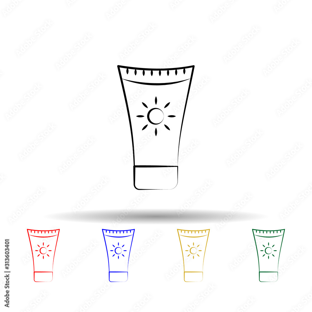 Poster suntan cream multi color style icon. simple thin line, outline vector of travel icons for ui and ux,