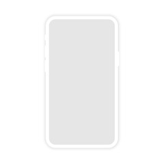 White Phone Mockup with blank screen, isolated on white background. Smartphone with shadow vector icon. New version of soft clean white mobile phone. Vector