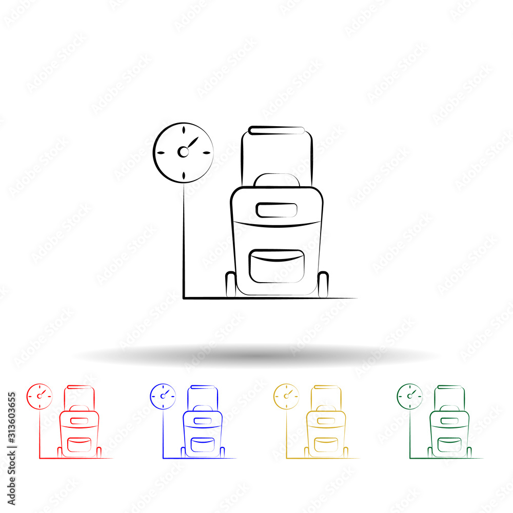Poster luggage scale multi color style icon. simple thin line, outline vector of travel icons for ui and ux
