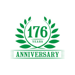 176 years logo design template. One hundred seventy sixth anniversary vector and illustration.