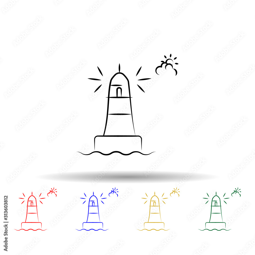 Poster beacon beam multi color style icon. simple thin line, outline vector of travel icons for ui and ux, 