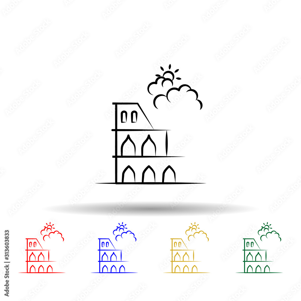 Poster colosseum multi color style icon. simple thin line, outline vector of travel icons for ui and ux, we