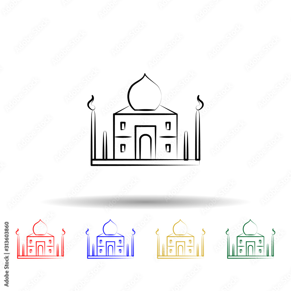 Poster india multi color style icon. simple thin line, outline vector of travel icons for ui and ux, websit