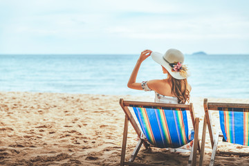 Woman on beach in summer