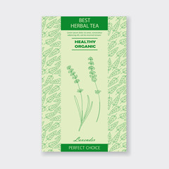 Best herbal tea.Vector Lavender packaging design or label.
