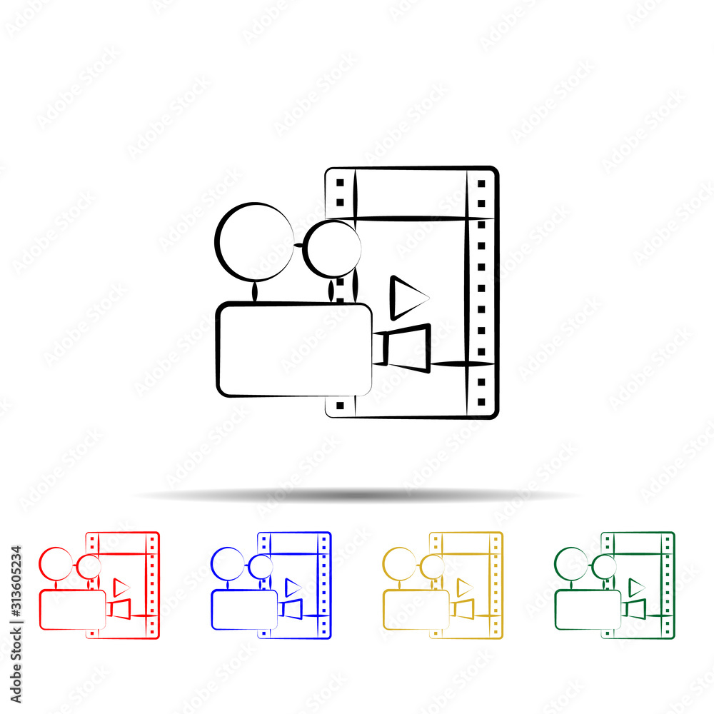 Poster camera multi color style icon. simple thin line, outline vector of wedding icons for ui and ux, webs