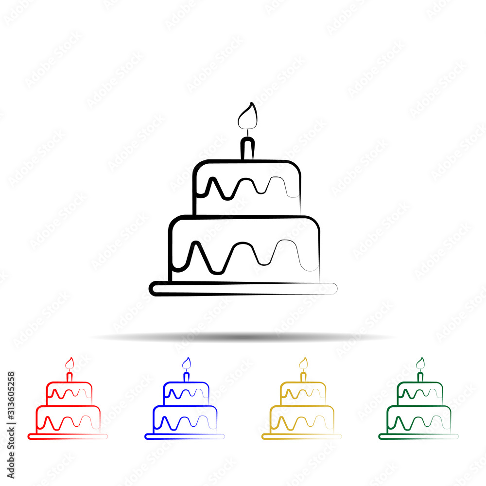 Poster wedding cake multi color style icon. simple thin line, outline vector of wedding icons for ui and ux