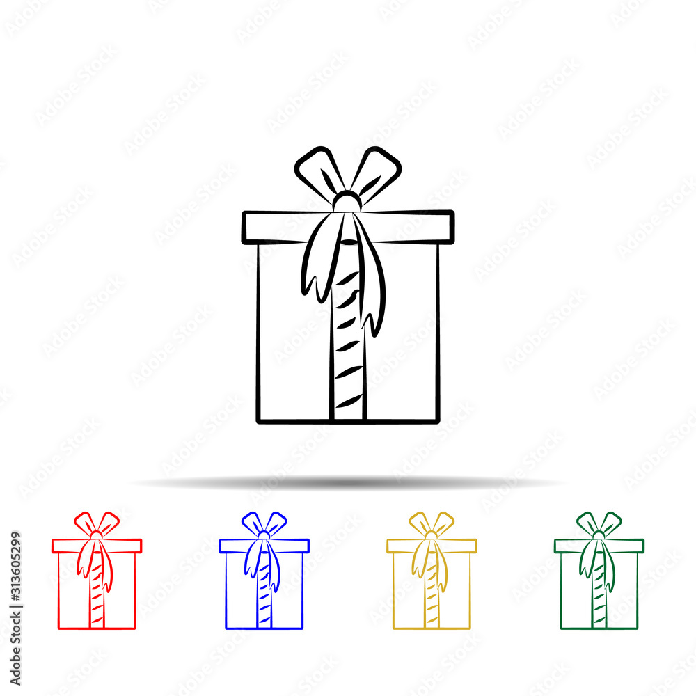Poster gift box multi color style icon. simple thin line, outline vector of wedding icons for ui and ux, we