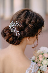 bride's wedding hairstyle from behind, close-up