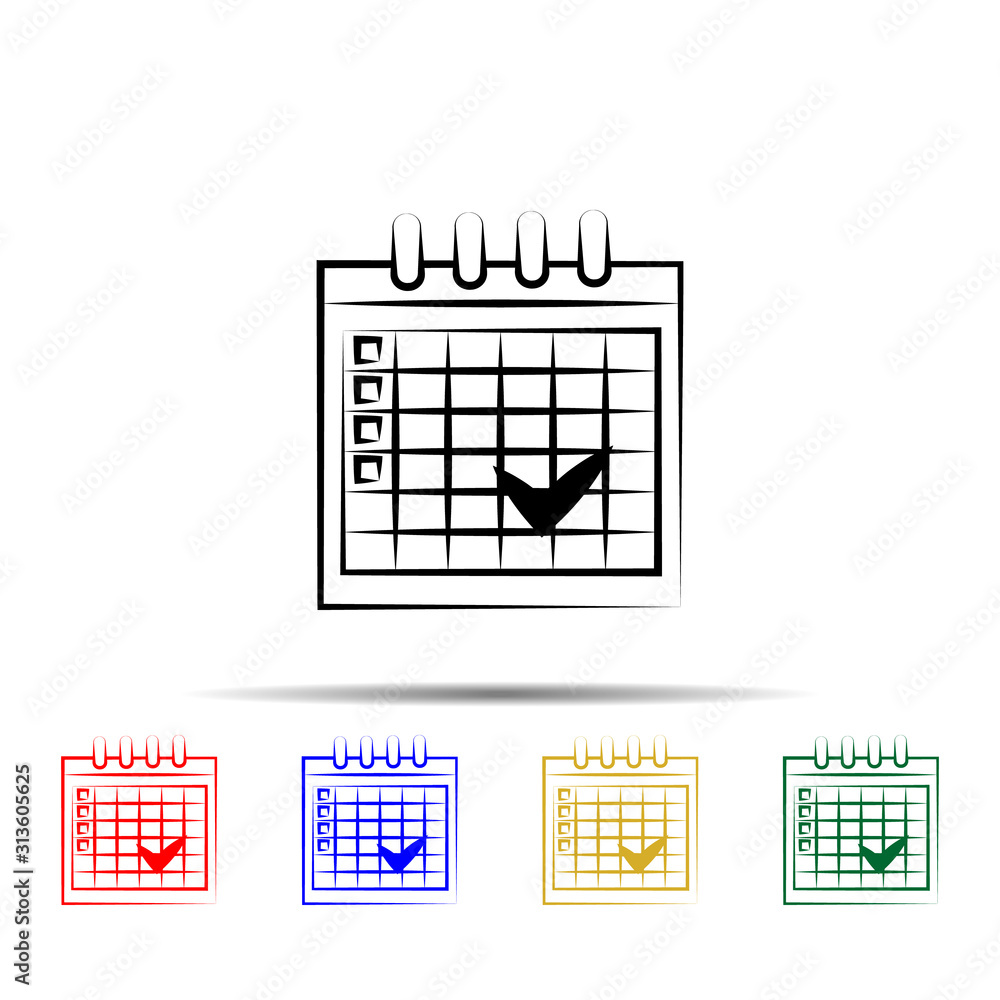 Poster timestamp in calendar multi color style icon. simple thin line, outline vector of wedding icons for 