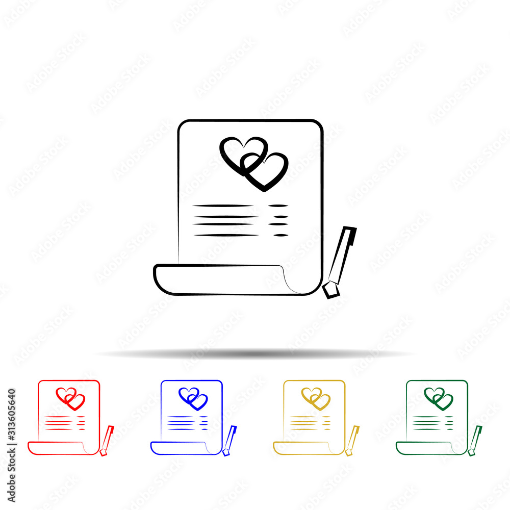 Poster marriage contract multi color style icon. simple thin line, outline vector of wedding icons for ui a