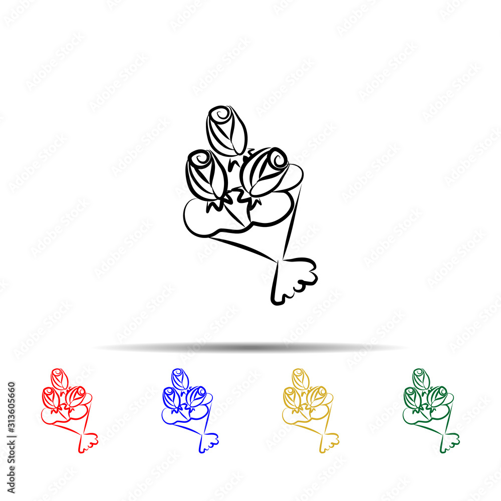 Poster bouquet of flowers multi color style icon. simple thin line, outline vector of wedding icons for ui 