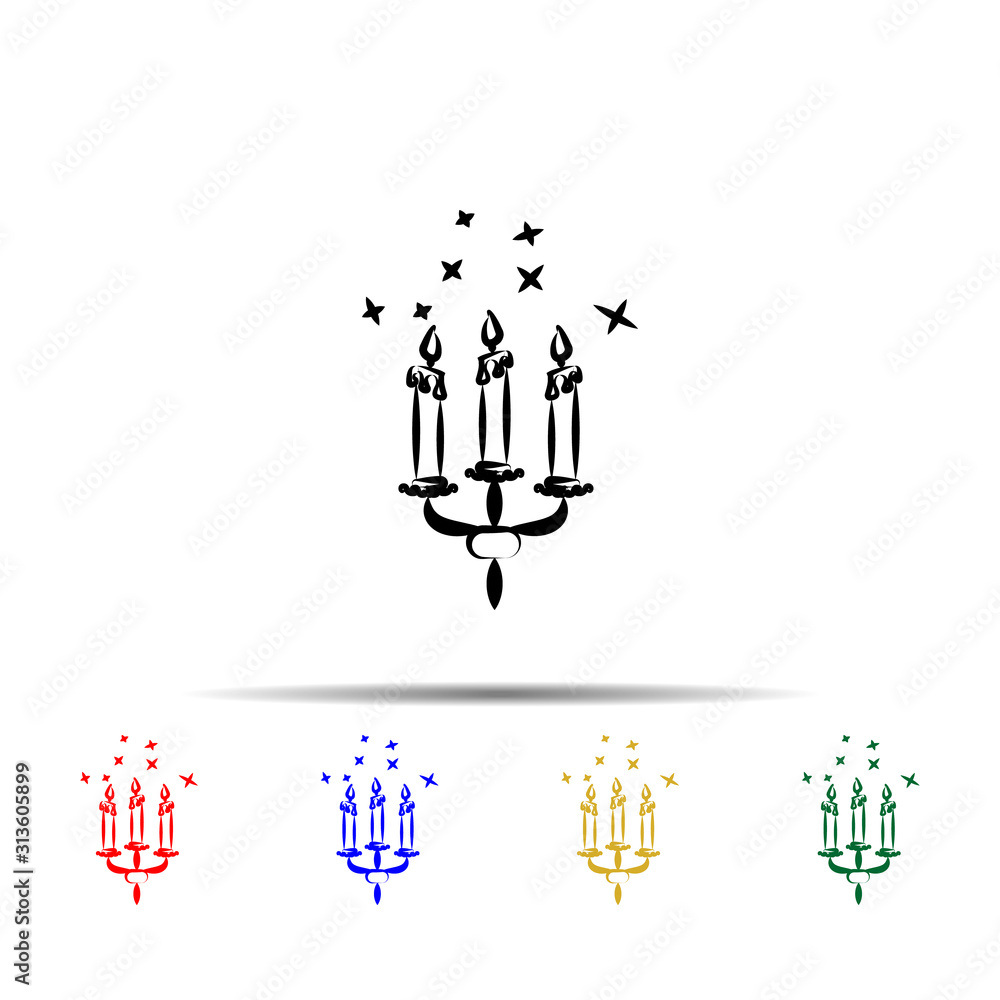 Poster wedding candles multi color style icon. simple thin line, outline vector of wedding icons for ui and
