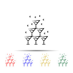 glasses of cocktails multi color style icon. Simple thin line, outline vector of wedding icons for ui and ux, website or mobile application