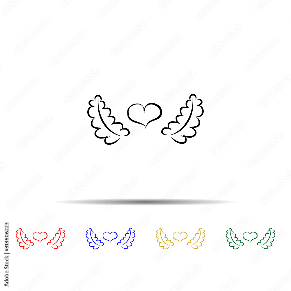Poster heart with twigs multi color style icon. Simple thin line, outline vector of wedding icons for ui and ux, website or mobile application