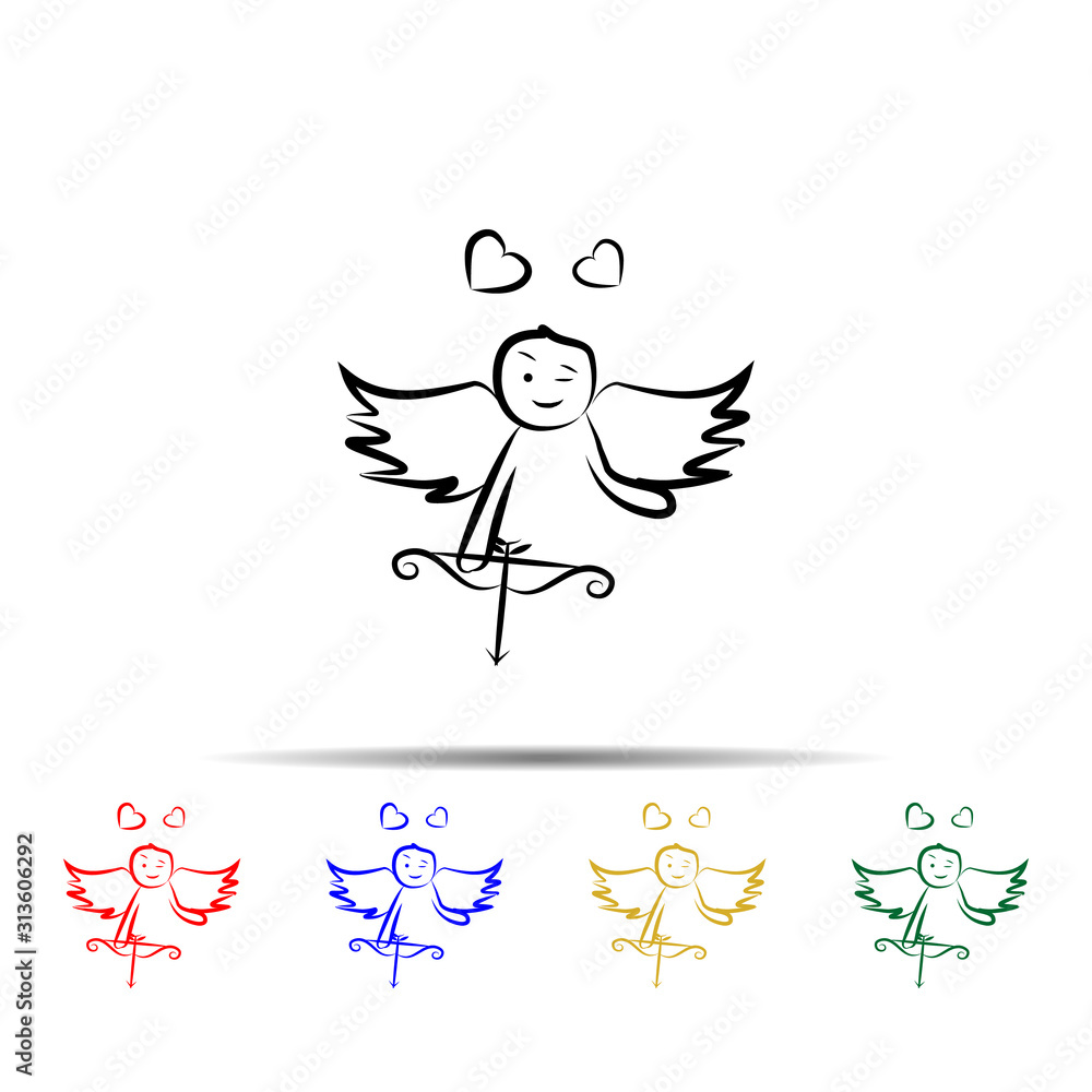 Poster cupid with onions multi color style icon. simple thin line, outline vector of wedding icons for ui a