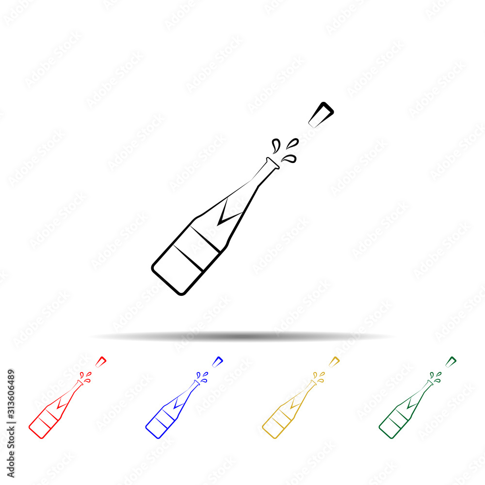 Poster champagne multi color style icon. simple thin line, outline vector of wedding icons for ui and ux, w