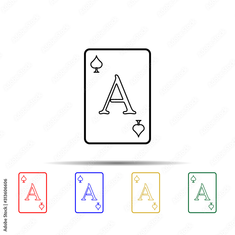 Poster playing card ace multi color style icon. simple thin line, outline vector of casino icons for ui and