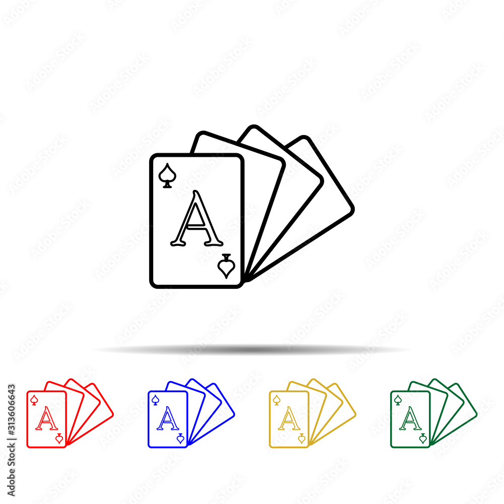 Aufkleber card deck multi color style icon. simple thin line, outline vector of casino icons for ui and ux, we