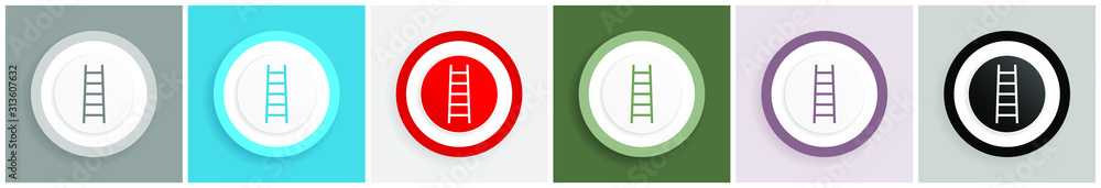 Poster Ladder icon, step, climb, tool, level vector illustrations in 6 colors options for web design and mobile applications in eps 10