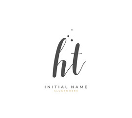 Handwritten initial letter H T HT for identity and logo. Vector logo template with handwriting and signature style.