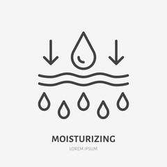 Moisture line icon, vector pictogram of moisturizing cream. Skincare illustration, sign for cosmetics packaging