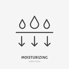 Moisture line icon, vector pictogram of moisturizing cream. Skincare illustration, sign for cosmetics packaging