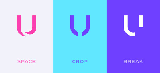 Set of letter U minimal logo icon design template elements © arbuzu