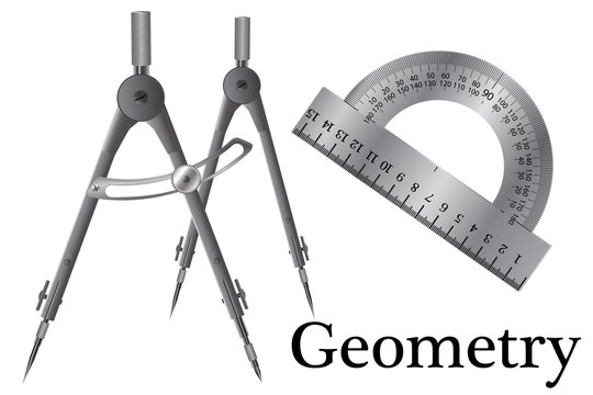 Metal Compass For Use In Drawing Works And Geometry Lessons, Schoolchildren And Students In Educational Institutions, Compass, Protractor - A Set Of Pupils.