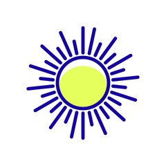 Sun icon vector in simple design