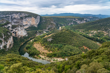 Fototapeta na wymiar River in the beautiful Ardeche gorge in france.