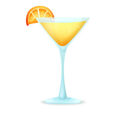 Realistic cocktail on white background. Cocktail in a glass with different elements.Vector