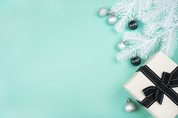 Christmas flatlay with baubles