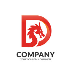 Fototapeta premium creative dragon with initial letter d logo concept
