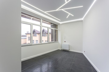 Empty unfurnished loft room interior white style color