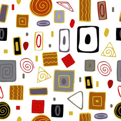 Seamless vector pattern. Abstract geometric background. Kurugi squares and triangles.