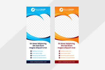 Dental care, dentist and tooth vertical banner and tooth for photo. the graphics design in blue and orange color background. Dental treatment and hygiene concept. family dental clinic template vector.