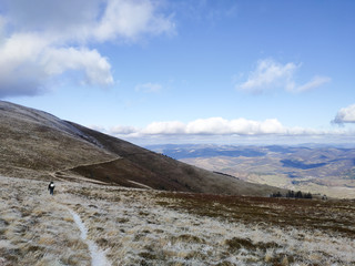 Panoramic view in winter carpathians. Borzhava ridge. Ukraine