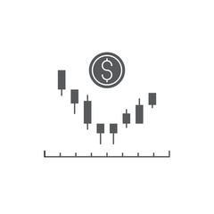 Candlestick chart vector icon symbol trading isolated on white background