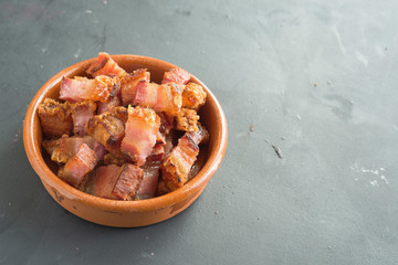 slice of bacon tapa typical spanish food