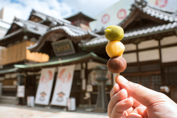 Botchan Dango - speciality of Dogo Onsen in Matsuyama　坊っちゃん団子と道後温泉本館